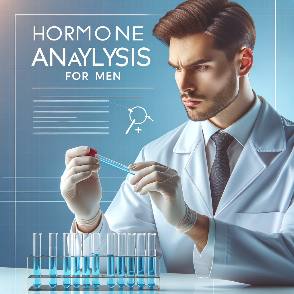 DALL·E 2023-11-26 13.45.41 - Create an image for the IV-doc24 website depicting the Hormone Analysis service for men. The image should feature a professional male scientist examin